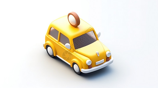 黄色小汽车3D图标图片