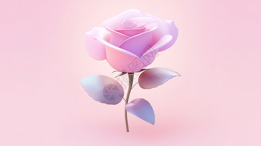 3d玫瑰花一朵玫瑰花3D图标插画