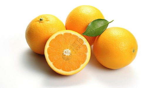 立体农业四个橙子3D插画