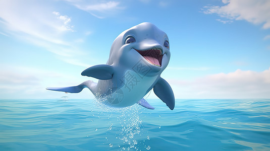 3D海豚海豚海上跳跃3D插画
