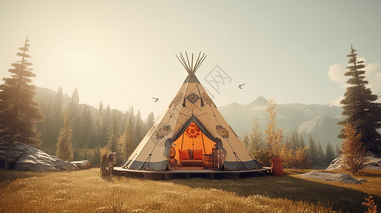 野外露营帐篷背景图片