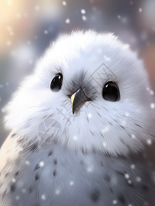 雪中白色可爱的卡通老鹰图片