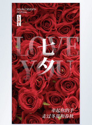 海报墙玫瑰花七夕情人节摄影图海报模板