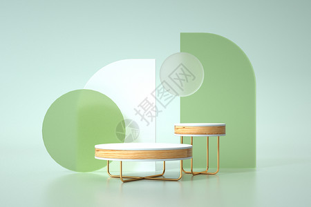 玻璃圆桌简约几何展台设计图片
