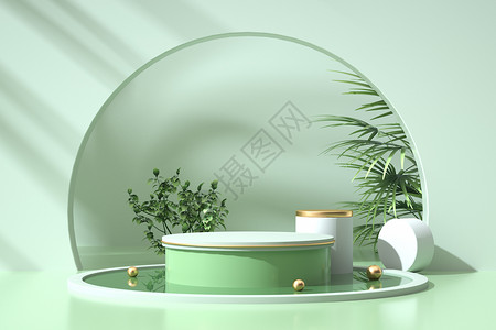 塑胶桶绿色光影展台设计图片
