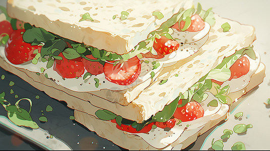 美食简餐新鲜美味三明治插画