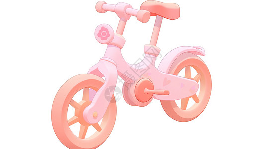 可爱的儿童自行车3D图标图片
