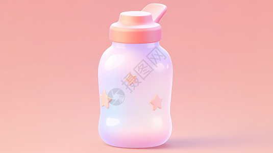 婴儿奶瓶卡通可爱3D图标背景图片