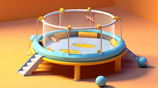 3D卡通儿童弹跳床背景图片