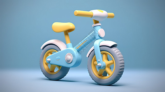 蓝色车子3D图标蓝色儿童平衡车插画