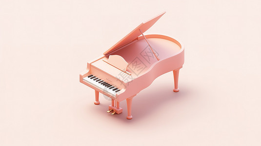 钢琴3d素材儿童粉色卡通钢琴3D图标插画
