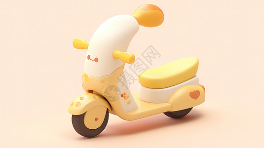 儿童可爱的小摩托车3D图标背景图片