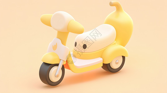 儿童产品儿童可爱的小摩托车3D卡通图标插画