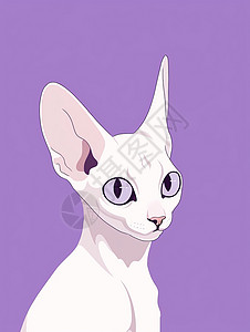 紫色眼睛可爱的卡通白猫图片