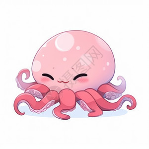 开心笑可爱的卡通小章鱼背景图片
