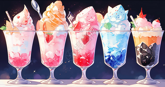 夏日美味冰淇淋夏日美味冰饮插画