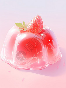 塑料容器卡通透明草莓果冻插画