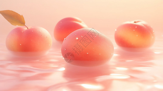 水彩蛋水里的水蜜桃插画