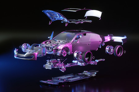 科技结构图三维汽车结构图场景设计图片