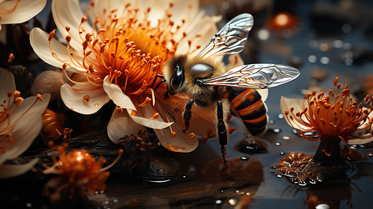 蜜蜂跟花朵图片