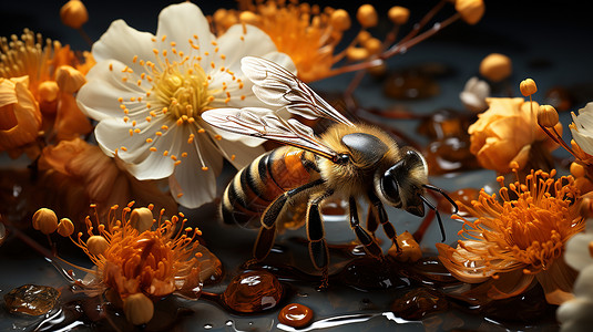蜜蜂跟花蕊图片
