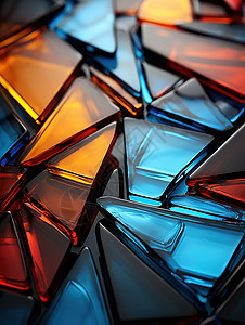 彩色漂浮碎片多边形的玻璃插画