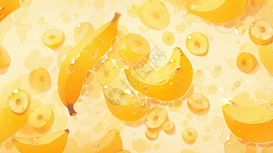 香蕉脆片可爱诱人的黄色卡通香蕉水果插画