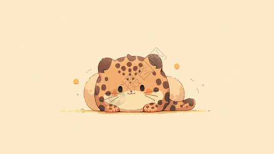 趴着的可爱卡通小豹子图片