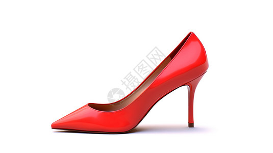 女士红色高跟鞋3D图标背景图片