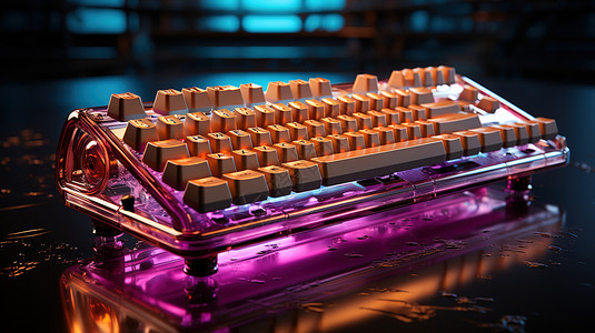 梦幻科技炫酷发光的键盘背景图片