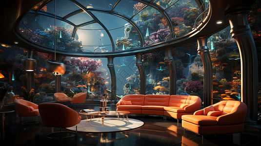 梦幻的海底客厅图片