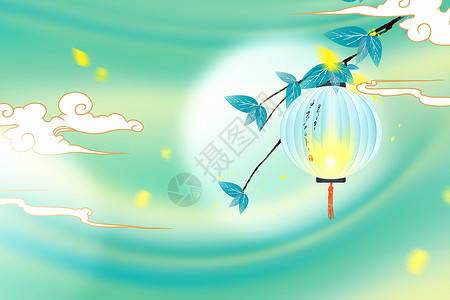 手绘圆月国潮风节日背景设计图片