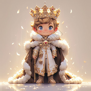 头戴皇冠的可爱的卡通小王子背景图片