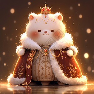 戴皇冠披斗篷的可爱卡通小白熊背景图片