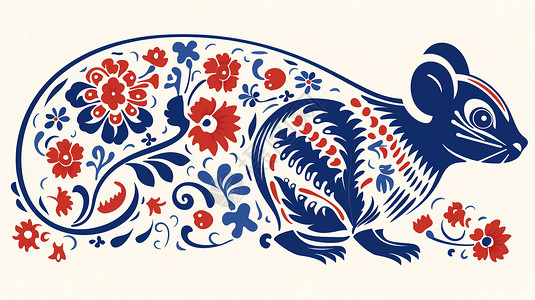 鼠为生肖首十二生肖之剪纸风老鼠插画