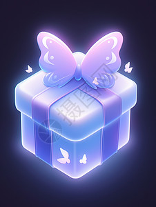 礼物装饰蝴蝶结发光的紫色卡通礼物盒插画