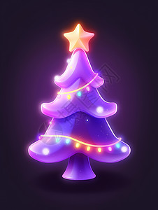 炫彩霓虹光紫色卡通圣诞树背景图片