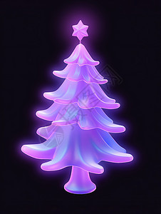 发光的紫色卡通圣诞树背景图片