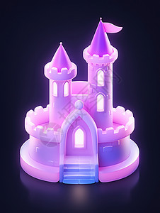 荧光粉色卡通城堡背景图片