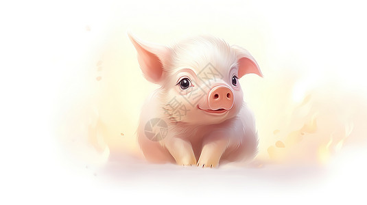 手绘风格小猪中国传统的十二生肖猪手绘风格插画