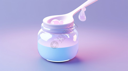 粉色药水装蓝色药水的可爱卡通小瓶子插画