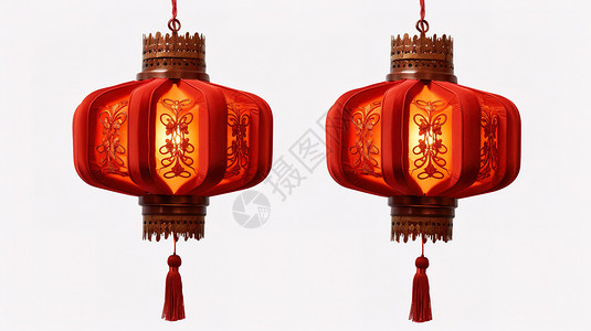 中式卡通红色灯笼元素背景图片