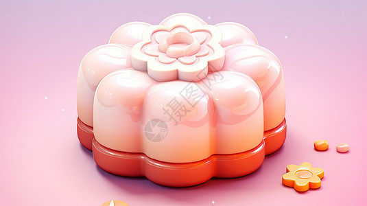 中秋冰皮月饼3D图标背景图片