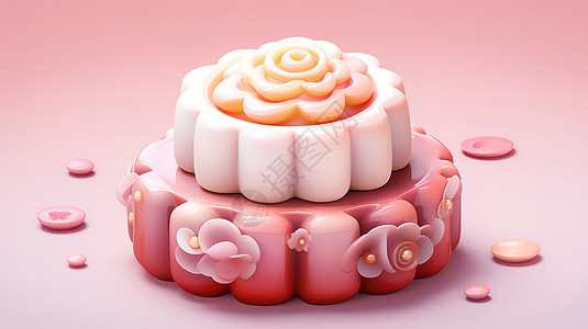 冰皮月饼3D中秋图标背景图片