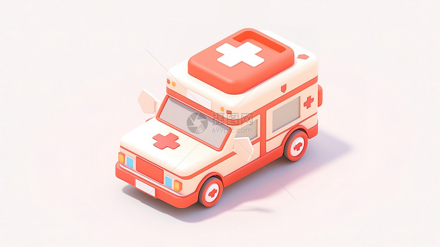 救护车3D卡通图标图片