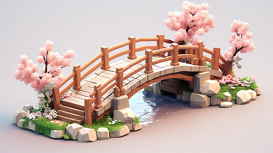 ps木桥素材鹊桥七夕情人节卡通可爱3D素材插画