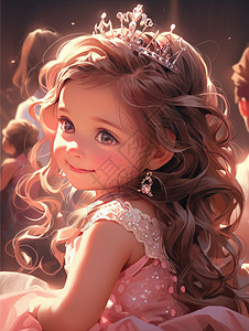 穿粉色裙子可爱的卡通小公主图片