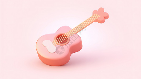 可爱的吉他3D卡通图标背景图片