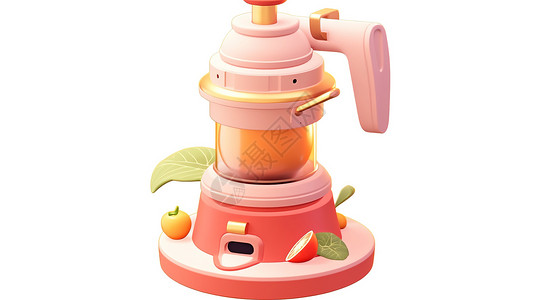 苹果分割去核器榨汁机3D卡通图标插画