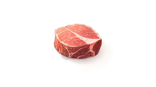 切猪肉肉类3D卡通图标插画